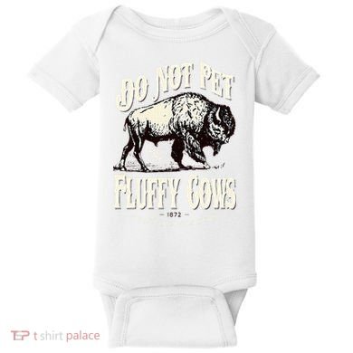 Funny Vintage Do Not Pet the Fluffy Cows American Bison Baby Bodysuit