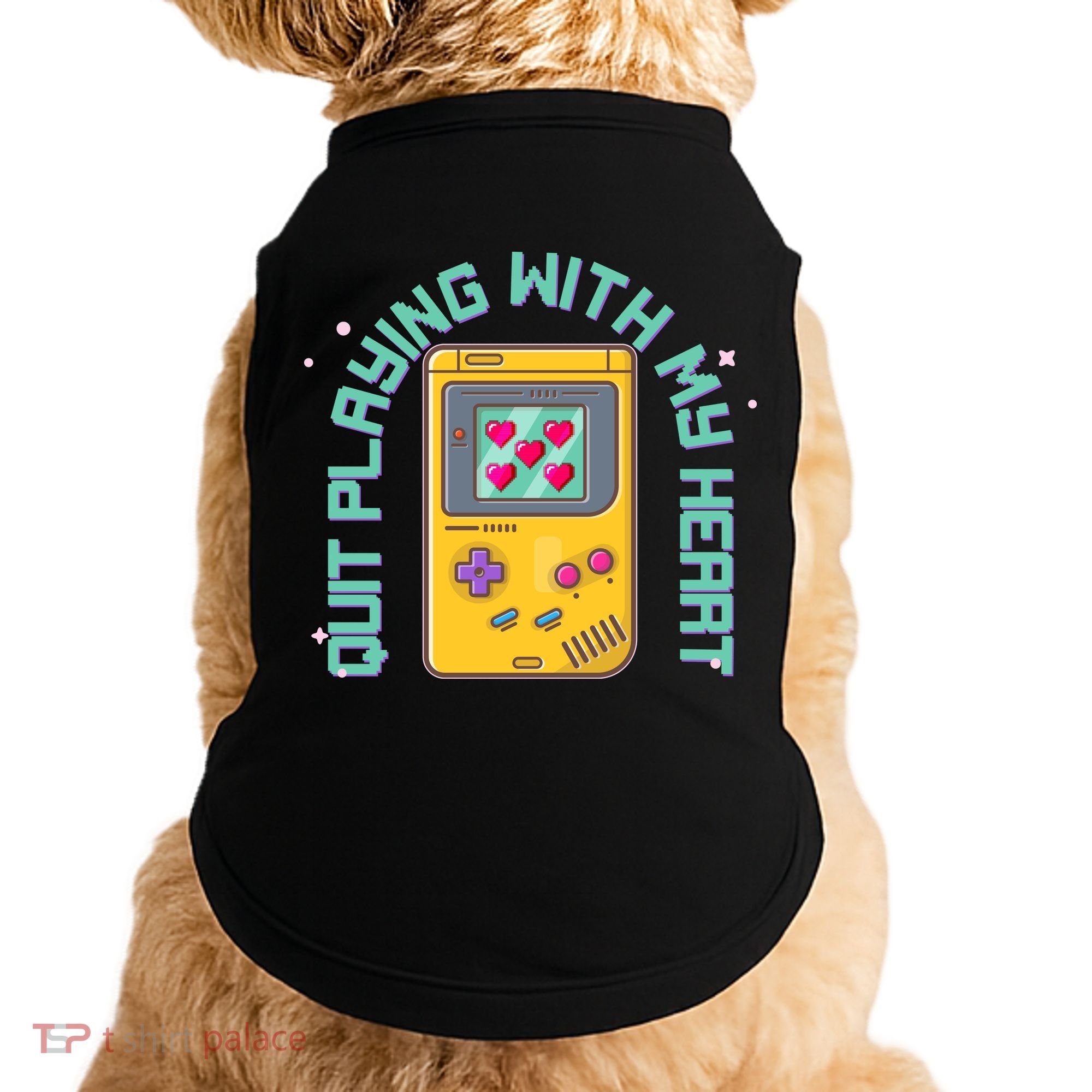 Funny Valentines Day Quit Playing With My Heart Retro Video Game Fan Doggie Tank