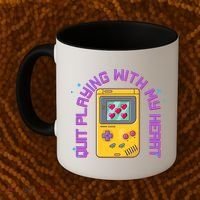Funny Valentines Day Quit Playing With My Heart Retro Video Game Fan Coffee Mug thumb 2