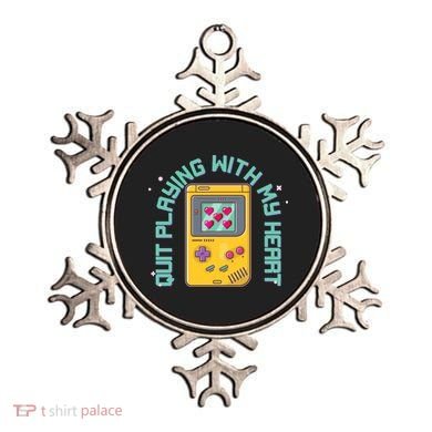 Funny Valentines Day Quit Playing With My Heart Retro Video Game Fan Ornament