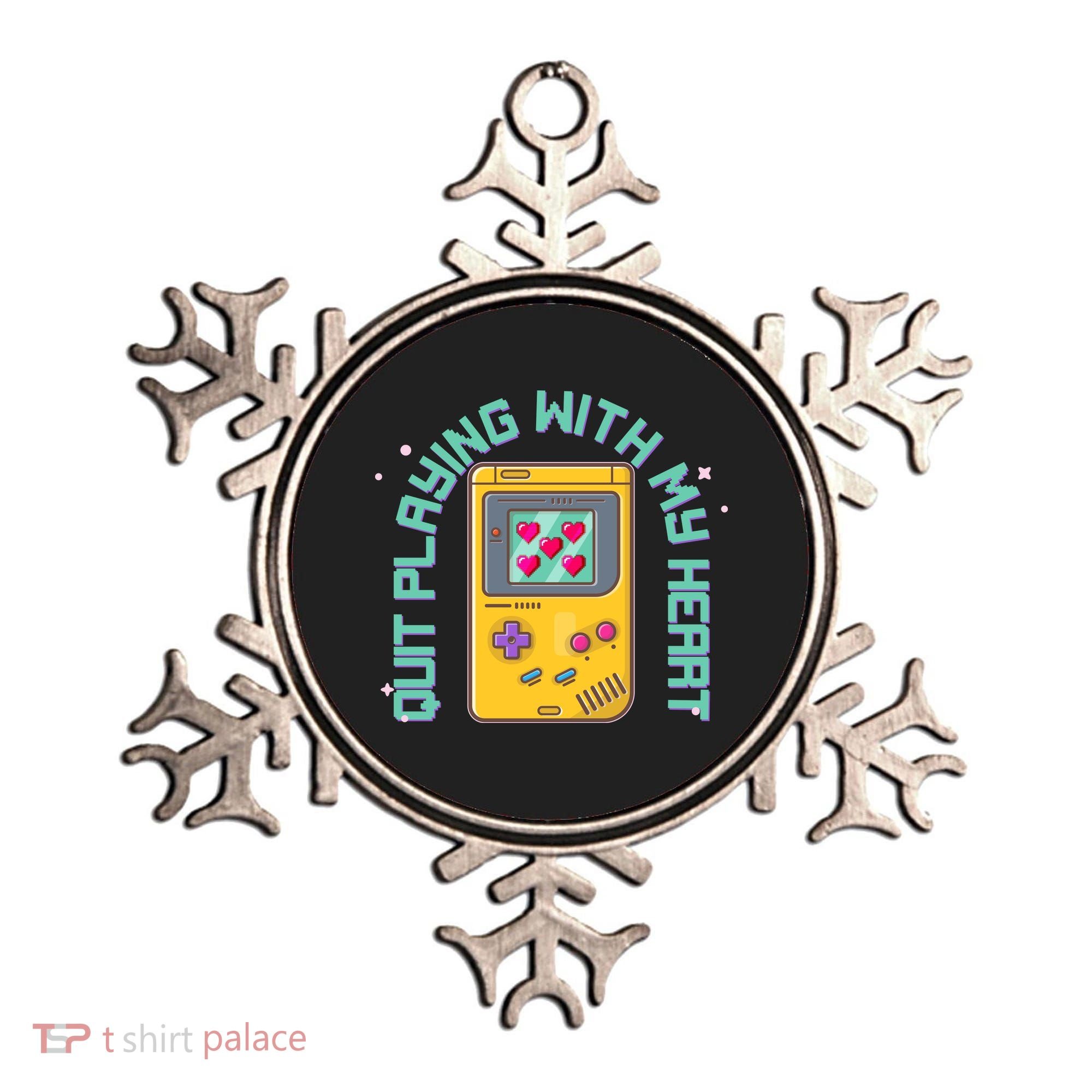 Funny Valentines Day Quit Playing With My Heart Retro Video Game Fan Ornament