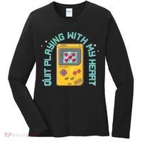 Funny Valentines Day Quit Playing With My Heart Retro Video Game Fan Women's Long Sleeve Shirt thumb 0