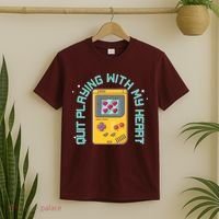 Funny Valentines Day Quit Playing With My Heart Retro Video Game Fan T-Shirt thumb 2