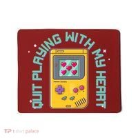 Funny Valentines Day Quit Playing With My Heart Retro Video Game Fan Mousepad thumb 0