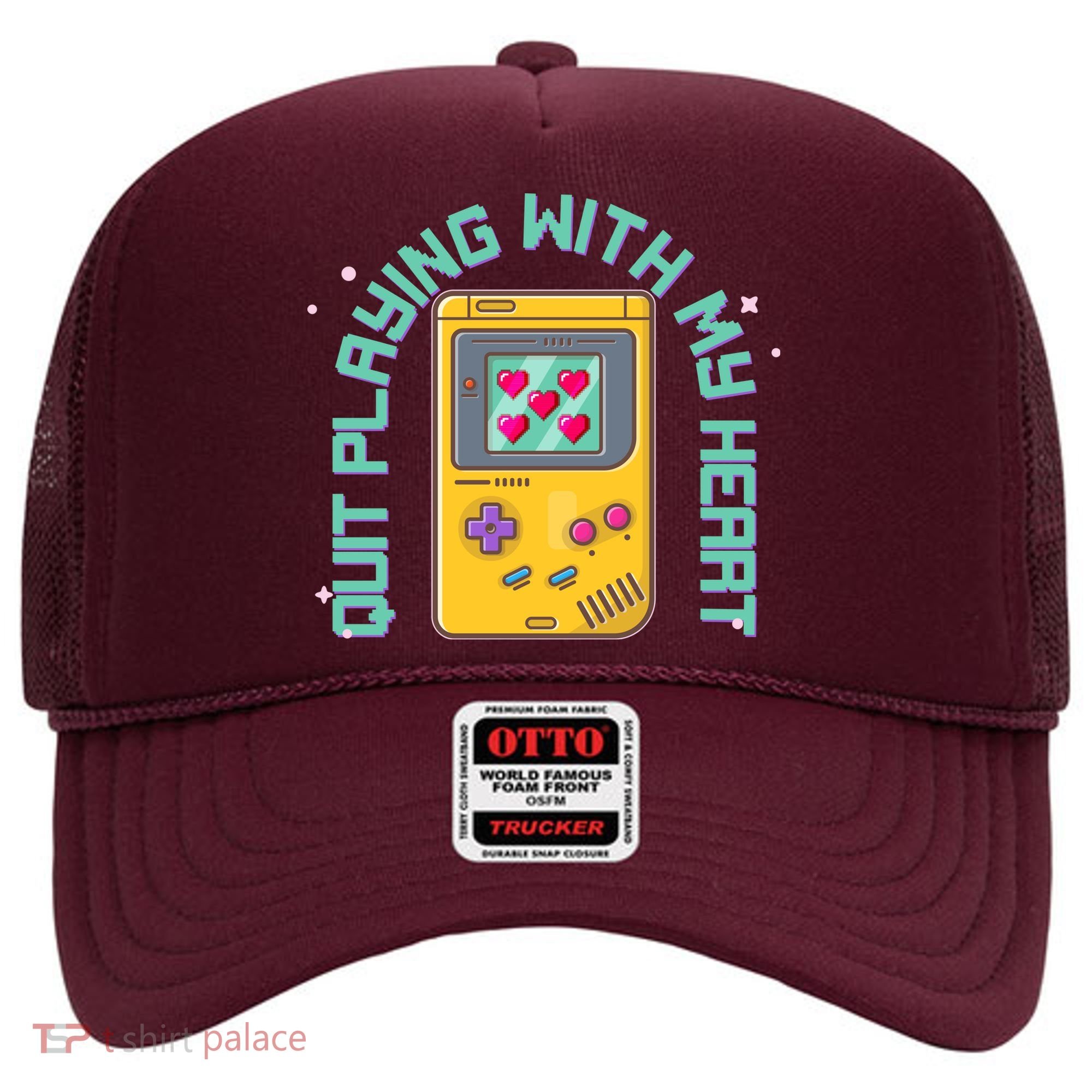 Funny Valentines Day Quit Playing With My Heart Retro Video Game Fan Hat