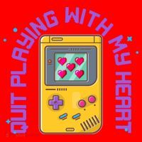 Funny Valentines Day Quit Playing With My Heart Retro Video Game Fan Santa Hat thumb 1