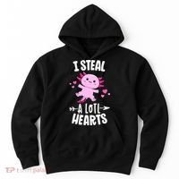 Funny Valentines Day Kawaii Axolotl Lover Anime Steal Hearts Hoodie thumb 0