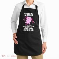 Funny Valentines Day Kawaii Axolotl Lover Anime Steal Hearts Apron thumb 2