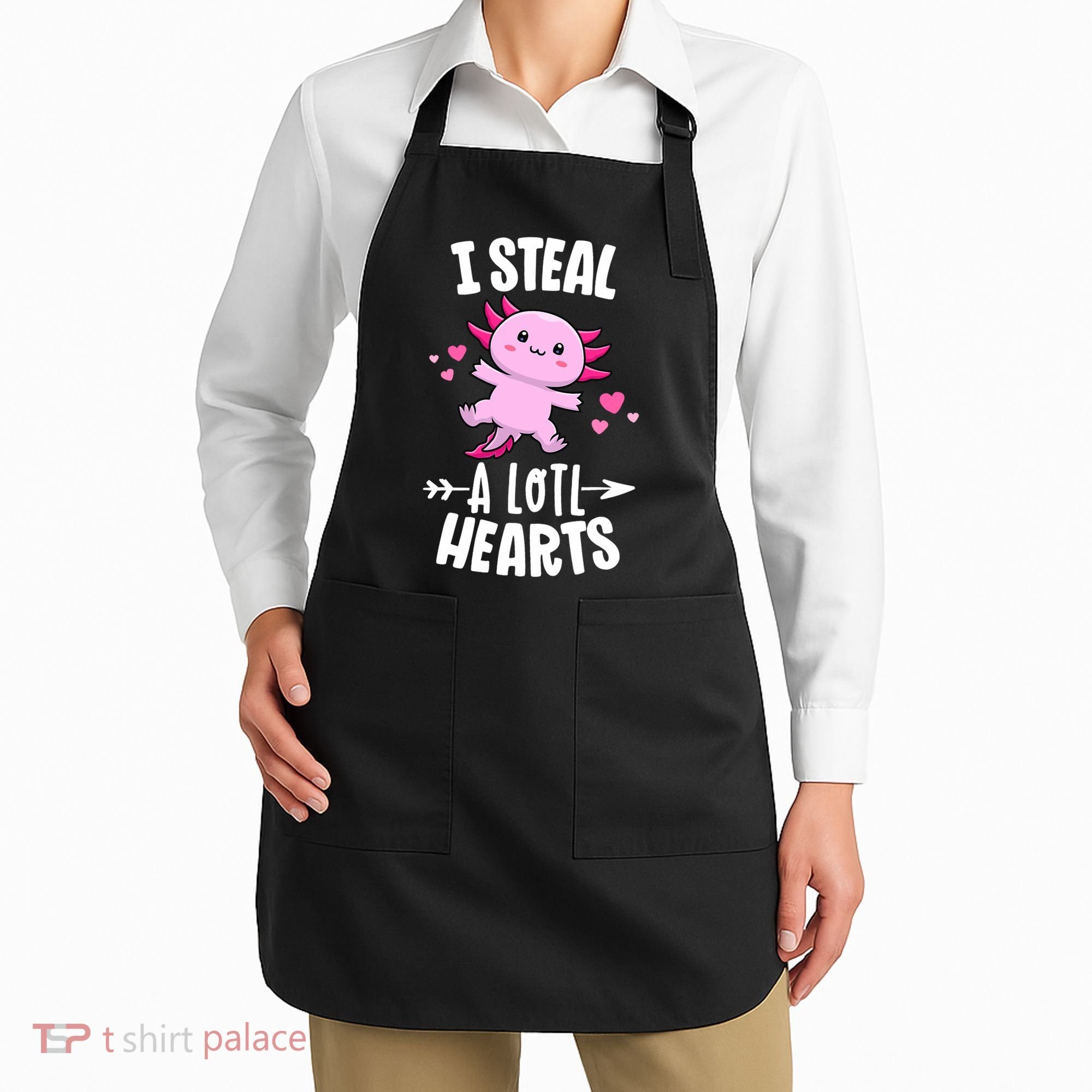 Funny Valentines Day Kawaii Axolotl Lover Anime Steal Hearts Apron