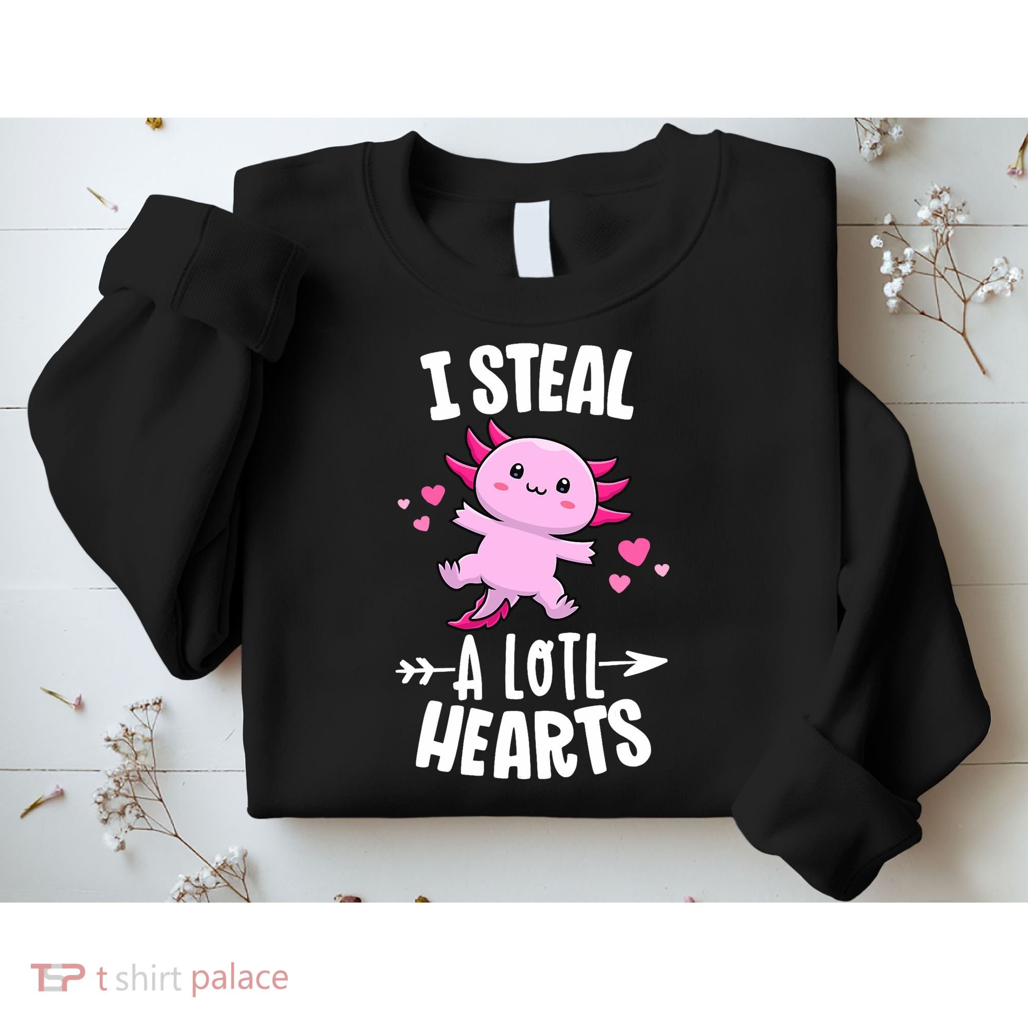 Funny Valentines Day Kawaii Axolotl Lover Anime Steal Hearts Sweatshirt