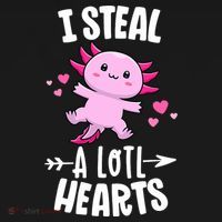 Funny Valentines Day Kawaii Axolotl Lover Anime Steal Hearts Women's Hoodie thumb 2