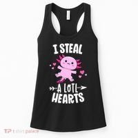 Funny Valentines Day Kawaii Axolotl Lover Anime Steal Hearts Women's Tank Top thumb 0