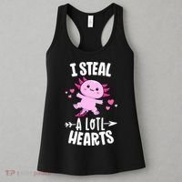 Funny Valentines Day Kawaii Axolotl Lover Anime Steal Hearts Women's Tank Top thumb 3