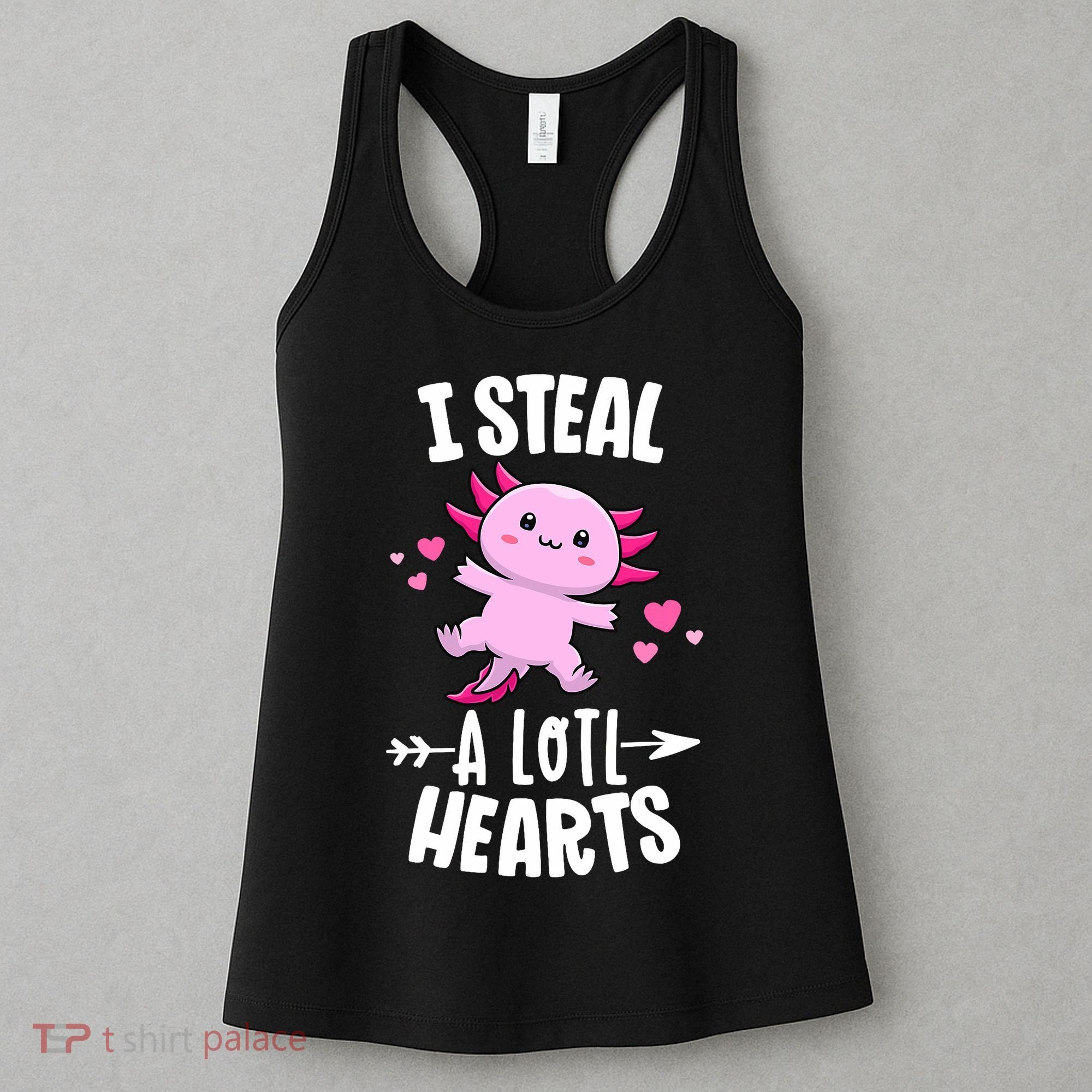 Funny Valentines Day Kawaii Axolotl Lover Anime Steal Hearts Women's Tank Top