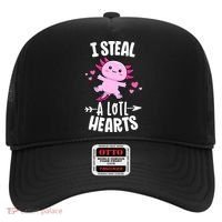 Funny Valentines Day Kawaii Axolotl Lover Anime Steal Hearts Hat thumb 0