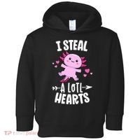 Funny Valentines Day Kawaii Axolotl Lover Anime Steal Hearts Toddler Hoodie thumb 0
