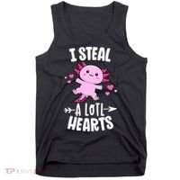 Funny Valentines Day Kawaii Axolotl Lover Anime Steal Hearts Tank Top thumb 0
