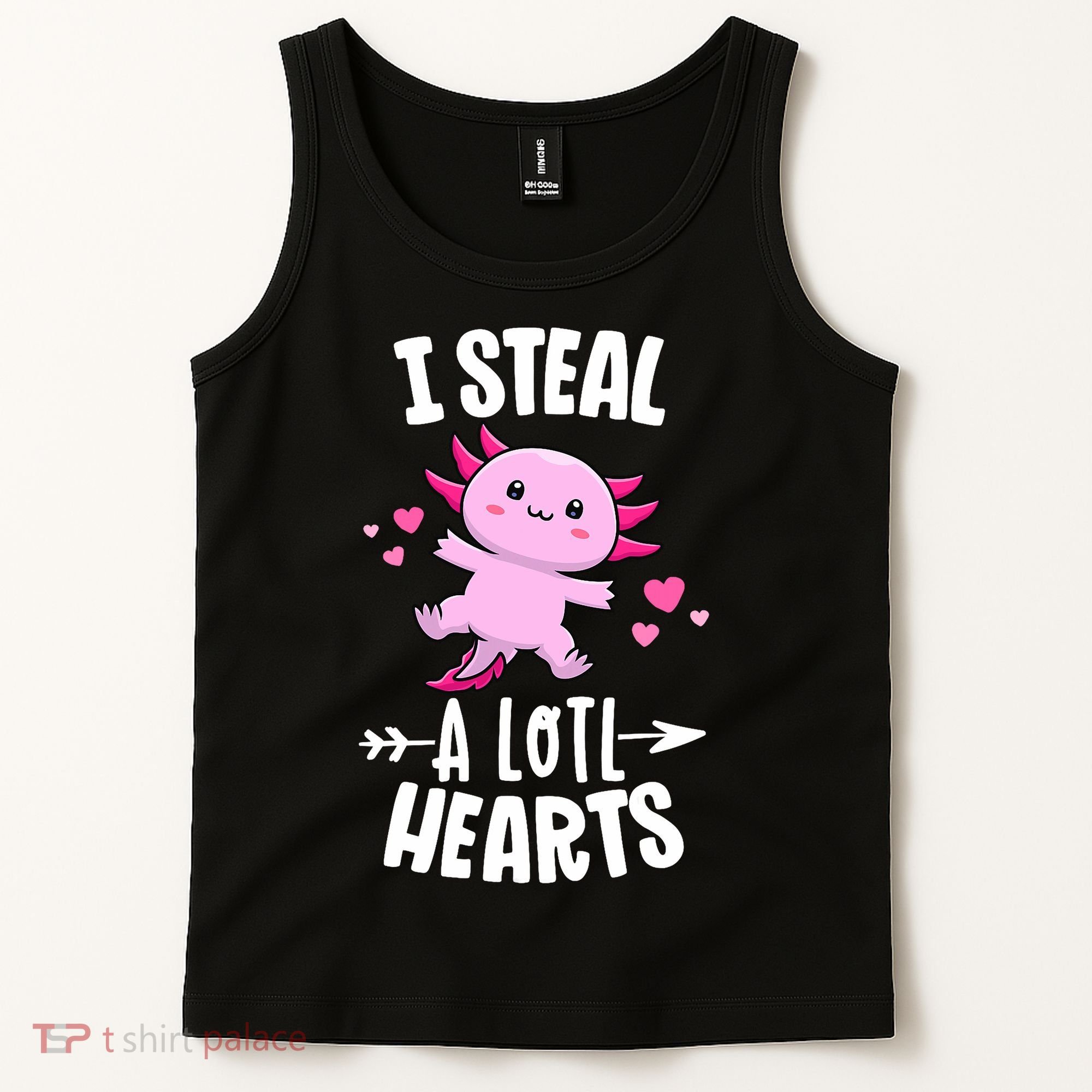Funny Valentines Day Kawaii Axolotl Lover Anime Steal Hearts Tank Top