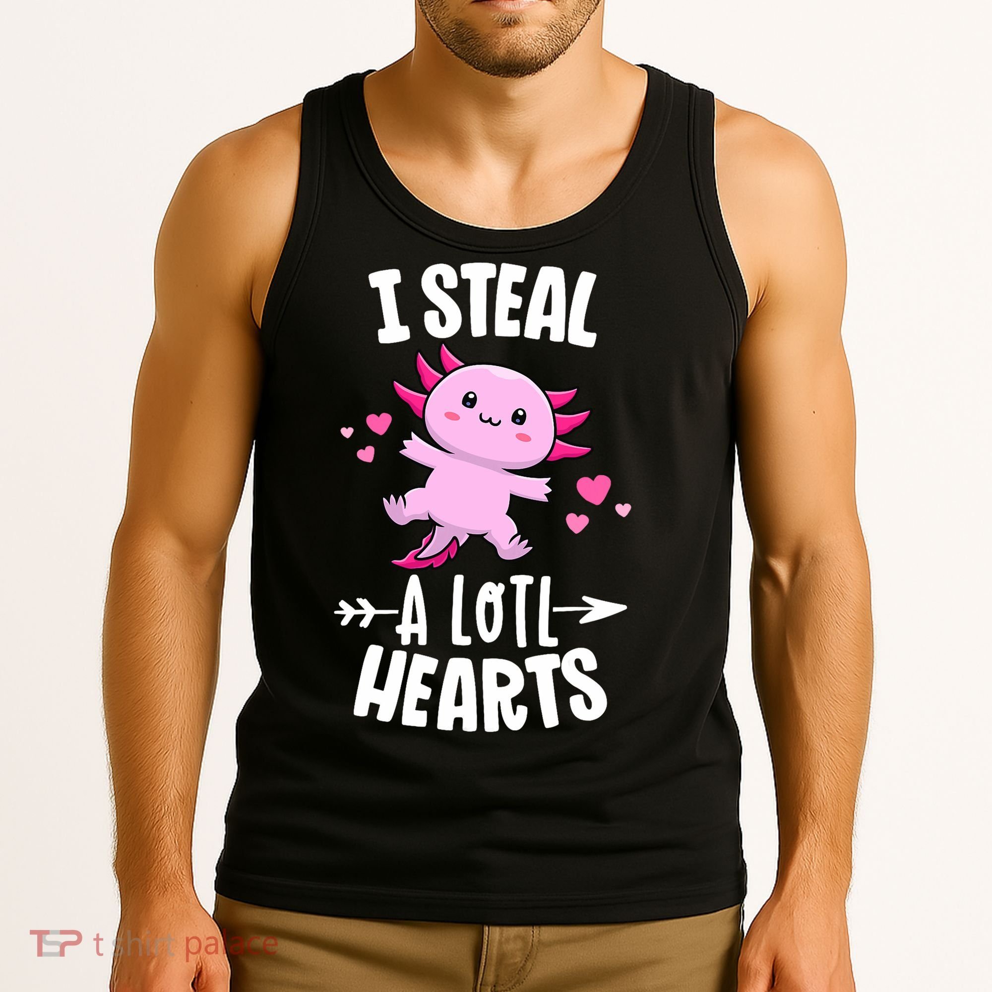 Funny Valentines Day Kawaii Axolotl Lover Anime Steal Hearts Tank Top