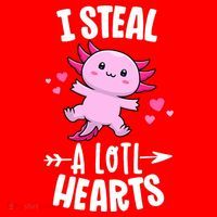 Funny Valentines Day Kawaii Axolotl Lover Anime Steal Hearts Santa Hat thumb 1