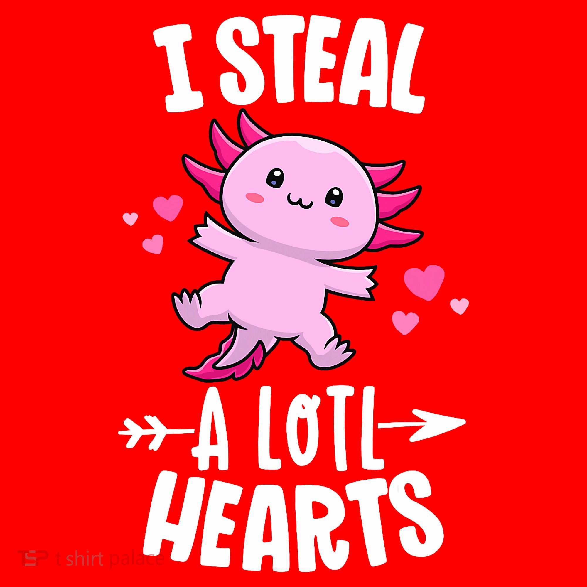 Funny Valentines Day Kawaii Axolotl Lover Anime Steal Hearts Santa Hat