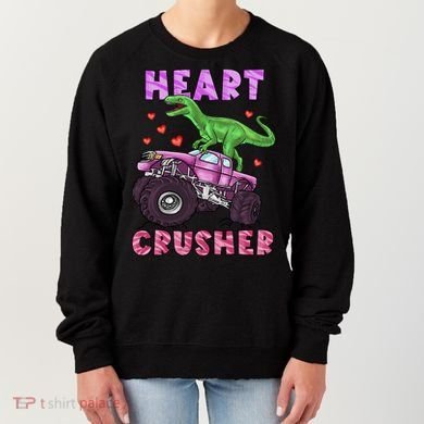 Funny Valentines Day Graphic Gift Heart Dinosaur Crusher Meaningful Gift Women's Sweatshirt