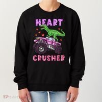 Funny Valentines Day Graphic Gift Heart Dinosaur Crusher Meaningful Gift Women's Sweatshirt thumb 0