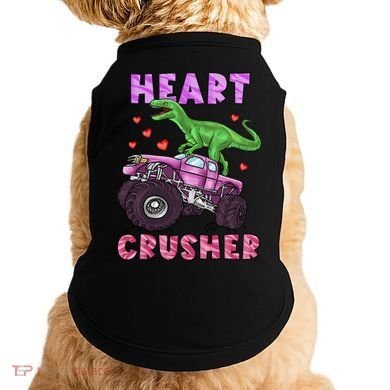 Funny Valentines Day Graphic Gift Heart Dinosaur Crusher Meaningful Gift Doggie Tank