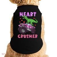 Funny Valentines Day Graphic Gift Heart Dinosaur Crusher Meaningful Gift Doggie Tank thumb 0