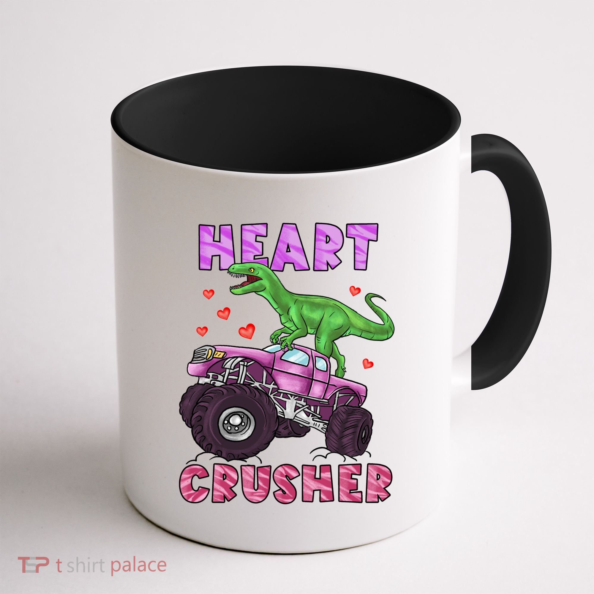 Funny Valentines Day Graphic Gift Heart Dinosaur Crusher Meaningful Gift Coffee Mug