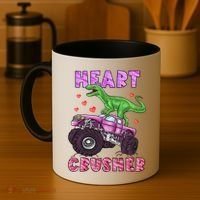 Funny Valentines Day Graphic Gift Heart Dinosaur Crusher Meaningful Gift Coffee Mug thumb 4