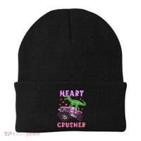 Funny Valentines Day Graphic Gift Heart Dinosaur Crusher Meaningful Gift Beanie thumb 0