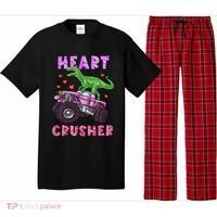 Funny Valentines Day Graphic Gift Heart Dinosaur Crusher Meaningful Gift Pajama Set thumb 0