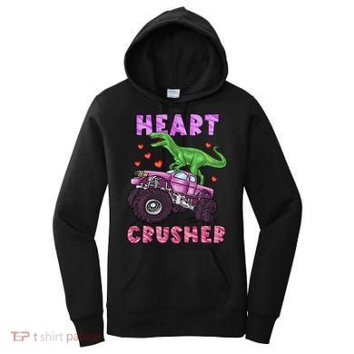 Funny Valentines Day Graphic Gift Heart Dinosaur Crusher Meaningful Gift Women's Hoodie