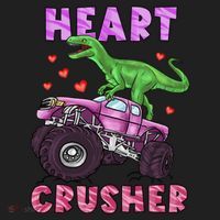 Funny Valentines Day Graphic Gift Heart Dinosaur Crusher Meaningful Gift Golf Towel thumb 3