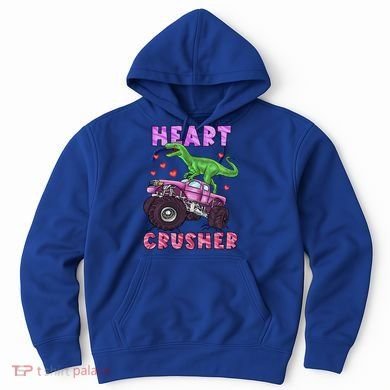 Funny Valentines Day Graphic Gift Heart Dinosaur Crusher Meaningful Gift Hoodie
