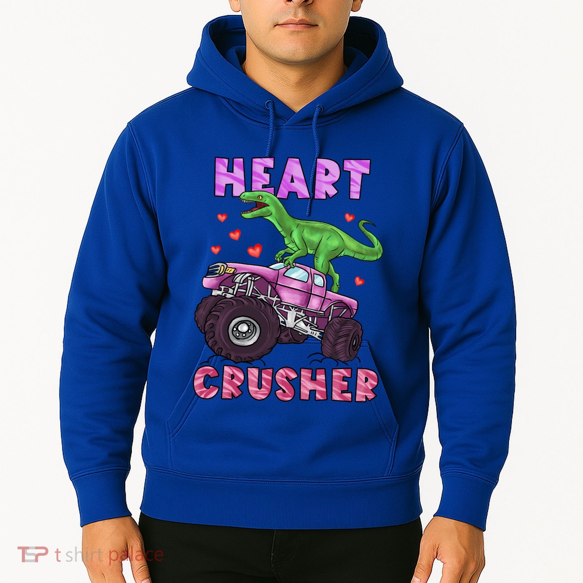 Funny Valentines Day Graphic Gift Heart Dinosaur Crusher Meaningful Gift Hoodie