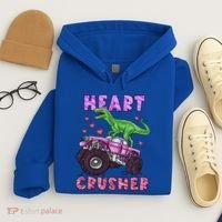 Funny Valentines Day Graphic Gift Heart Dinosaur Crusher Meaningful Gift Hoodie thumb 4