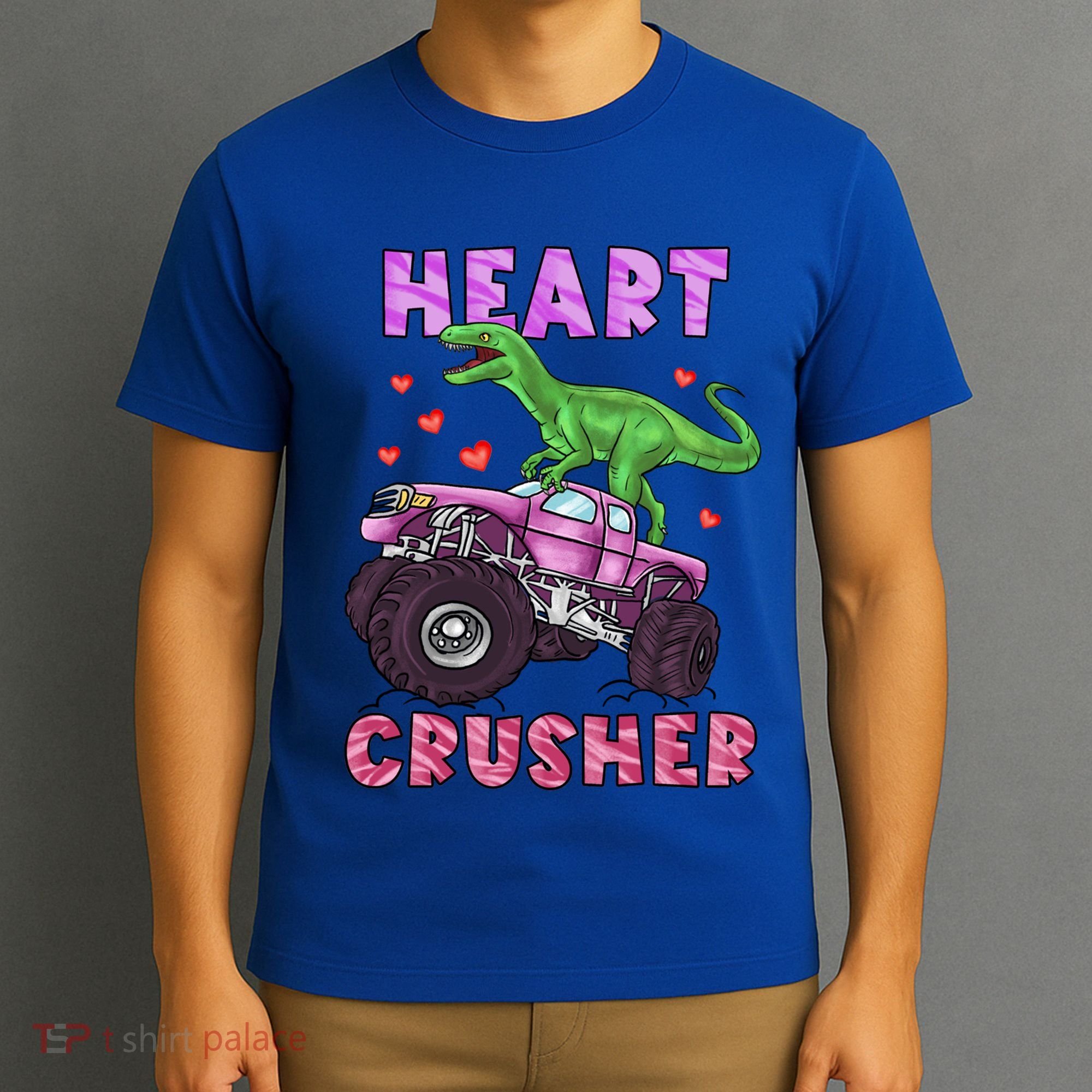 Funny Valentines Day Graphic Gift Heart Dinosaur Crusher Meaningful Gift T-Shirt
