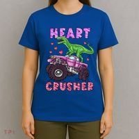 Funny Valentines Day Graphic Gift Heart Dinosaur Crusher Meaningful Gift T-Shirt thumb 4