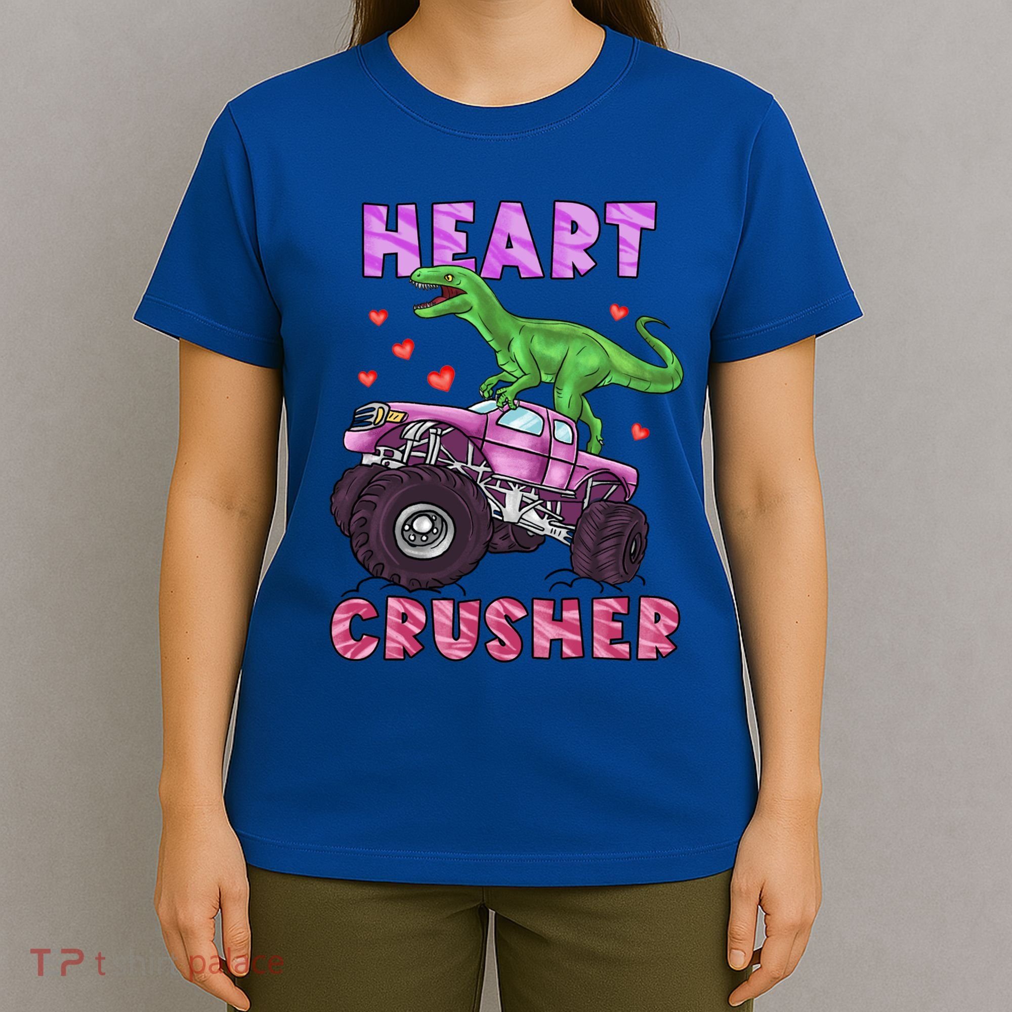 Funny Valentines Day Graphic Gift Heart Dinosaur Crusher Meaningful Gift T-Shirt
