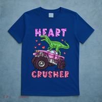 Funny Valentines Day Graphic Gift Heart Dinosaur Crusher Meaningful Gift T-Shirt thumb 5