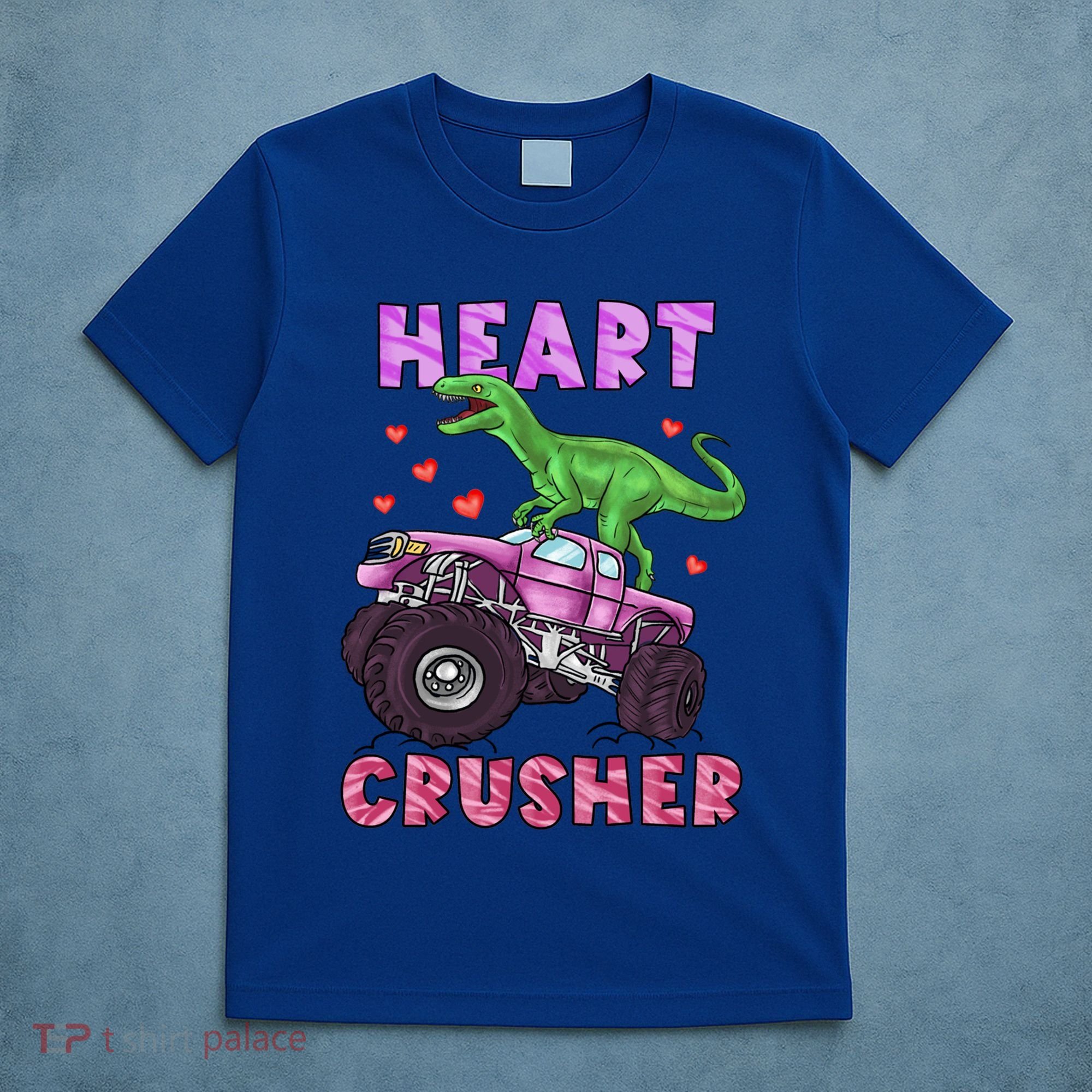 Funny Valentines Day Graphic Gift Heart Dinosaur Crusher Meaningful Gift T-Shirt