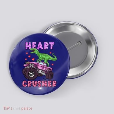 Funny Valentines Day Graphic Gift Heart Dinosaur Crusher Meaningful Gift Button