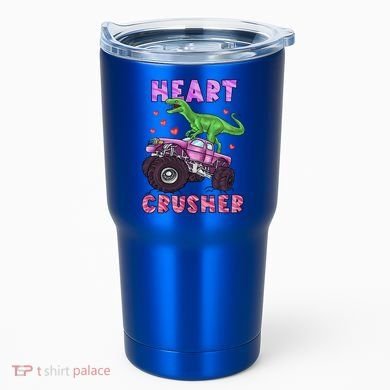 Funny Valentines Day Graphic Gift Heart Dinosaur Crusher Meaningful Gift Tumbler