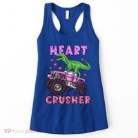Funny Valentines Day Graphic Gift Heart Dinosaur Crusher Meaningful Gift Women's Tank Top thumb 0