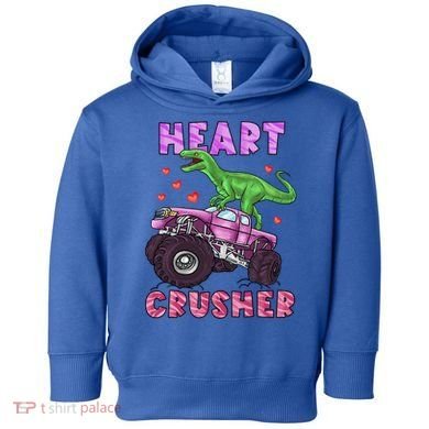 Funny Valentines Day Graphic Gift Heart Dinosaur Crusher Meaningful Gift Toddler Hoodie