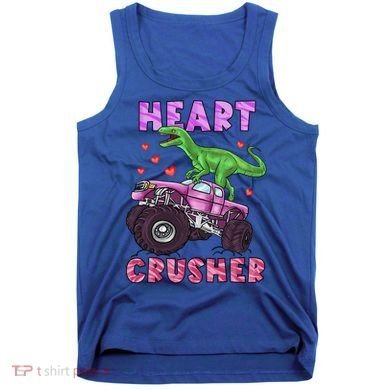 Funny Valentines Day Graphic Gift Heart Dinosaur Crusher Meaningful Gift Tank Top