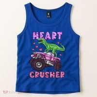 Funny Valentines Day Graphic Gift Heart Dinosaur Crusher Meaningful Gift Tank Top thumb 2