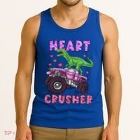Funny Valentines Day Graphic Gift Heart Dinosaur Crusher Meaningful Gift Tank Top thumb 3